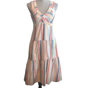 🌻 Anthropologie Odille Candy Stripe Tiered Midi Dress
